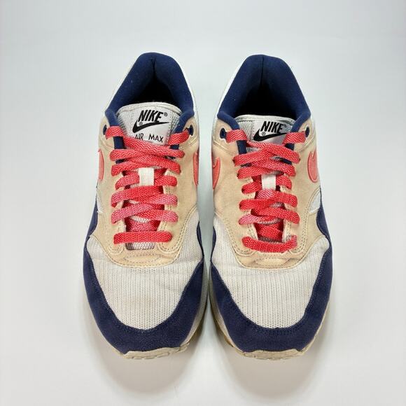 Nike Air Max 1 Navy Blue Tan Suede Running Shoes Comfort CN9672-991 Womens Sz 10 - Picture 3 of 10